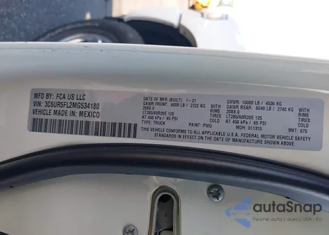 2021 Ram 2500 Laramie 4X4 6'4 Box from USA, damaged, VIN 3C6UR5FL2MG534180